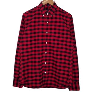 J. Crew Red Black Plaid Casual Button Down Shirt Sz M